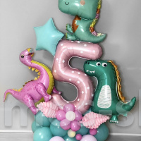 Детская композиция из шаров на день рождения Динозаврики