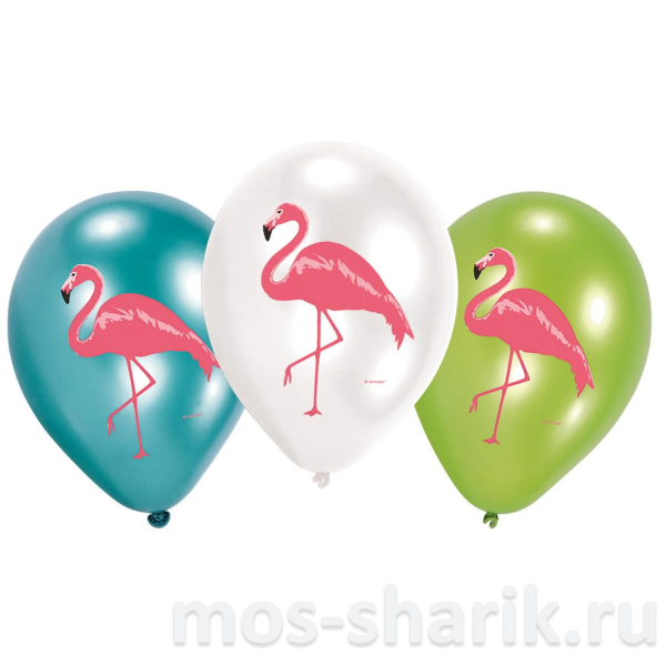 Латексные шары с рисунком Фламинго