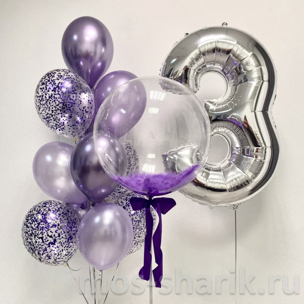 Композиция из воздушных шаров с гелием на День рождения