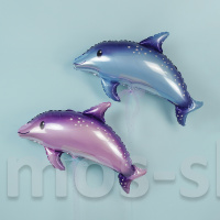 Фольгированный объемный шар Дельфин, сиреневый