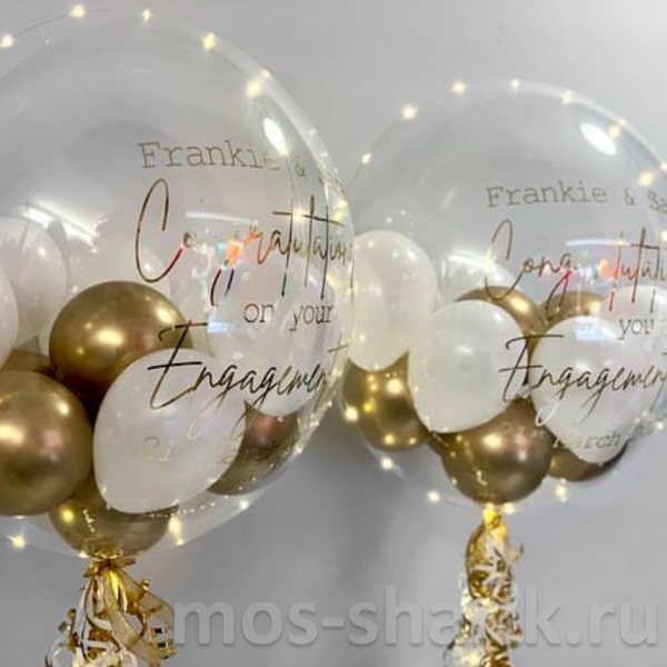 Шар Bubble с надписью с шариками внутри и со светодиодной лентой