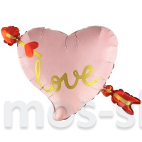 Фольгированный шар-сердце со стрелой купидона Love