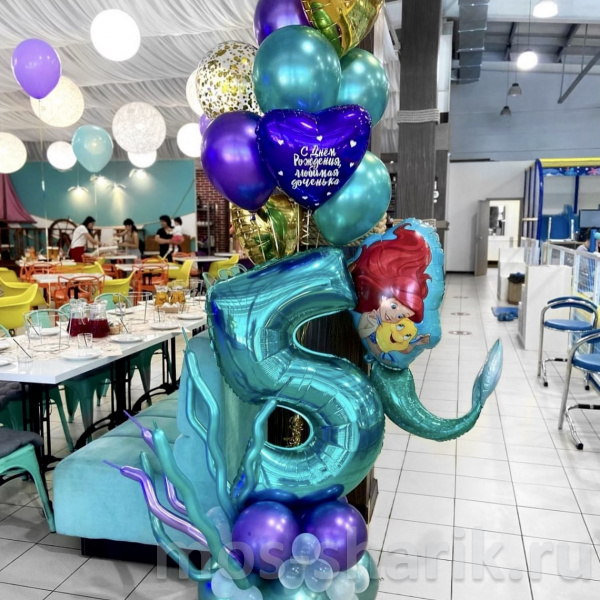 Композиция из шаров на день рождения с цифрой на подставке Ариэль