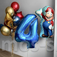 Композиция из шаров с цифрой Супер Марио