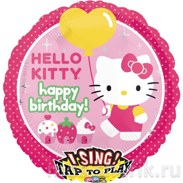 Музыкальный фольгированный шар «Hello Kitty»