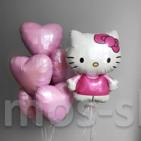 Композиция Hello Kitty и розовые сердечки