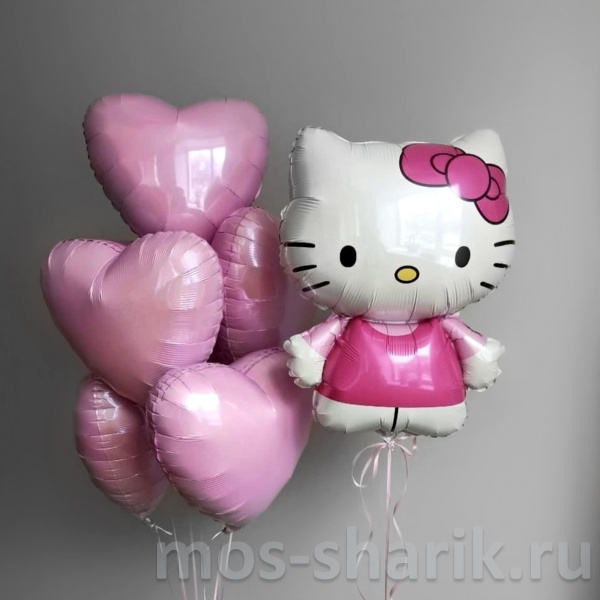 Композиция Hello Kitty и розовые сердечки