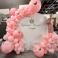 Фотозона из розовых шаров для маленьких принцесс