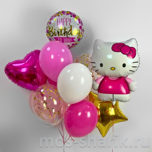 Воздушные шары с гелием для девочки Hello Kitty