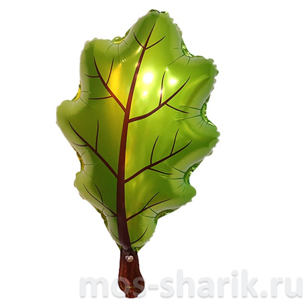 Фольгированный шар «Лист дубовый» зеленый
