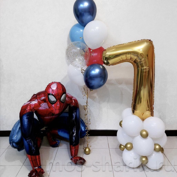 Композиция из шаров для мальчика Человек - Паук на 7 лет