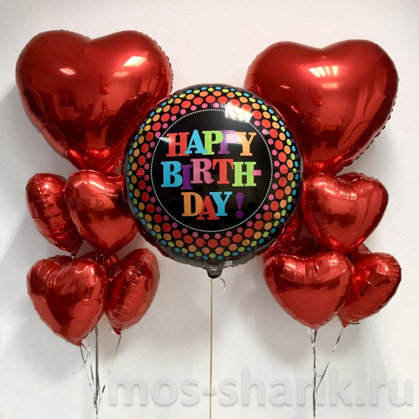 Композиция из воздушных шаров HAPPY BIRTHDAY