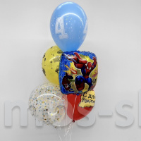 Фонтан из воздушных шаров с гелием Человек – Паук С днём рождения