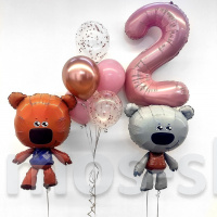 Набор воздушных шаров с гелием на день рождения Ми-ми-мишки на 2 года