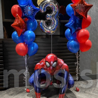 Воздушные шары с цифрой Человек - паук на 3 года