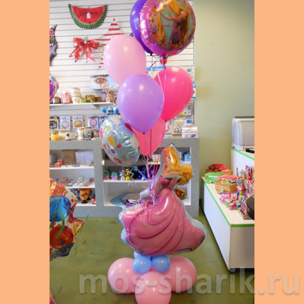 Букет шаров с шаром в виде принцессы для девочки