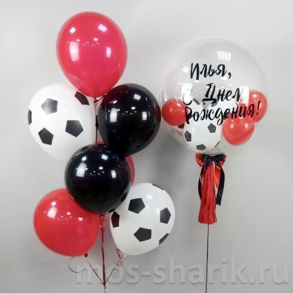 Воздушные шары в стиле Футбол с прозрачным шаром