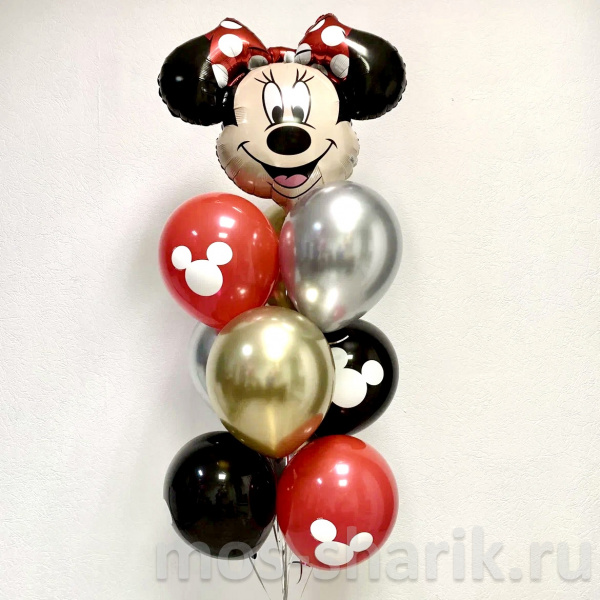 Фонтан из шаров с фольгированной фигурой "Минни Маус"
