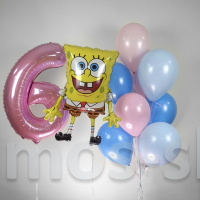 Композиция из шаров на день рождения Губка Боб
