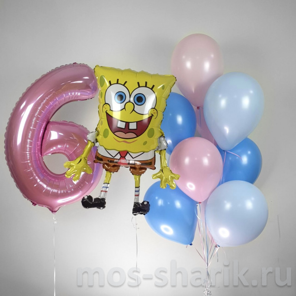 Композиция из шаров на день рождения Губка Боб