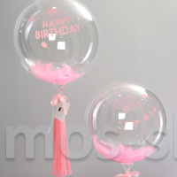 Шар Bubble с розовыми перьями, надписью и кисточкой Тассел
