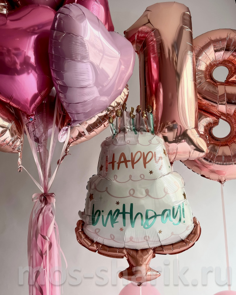 Фольгированный шар «Торт Happy Birthday» , 71 см
