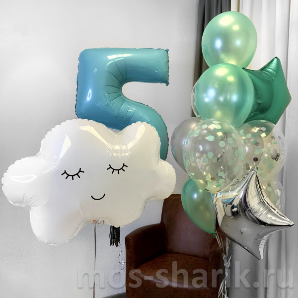 Шарики на день рождения с цифрой «Белое облачко»