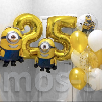 Композиция из шаров с цифрами на день рождения Миньоны