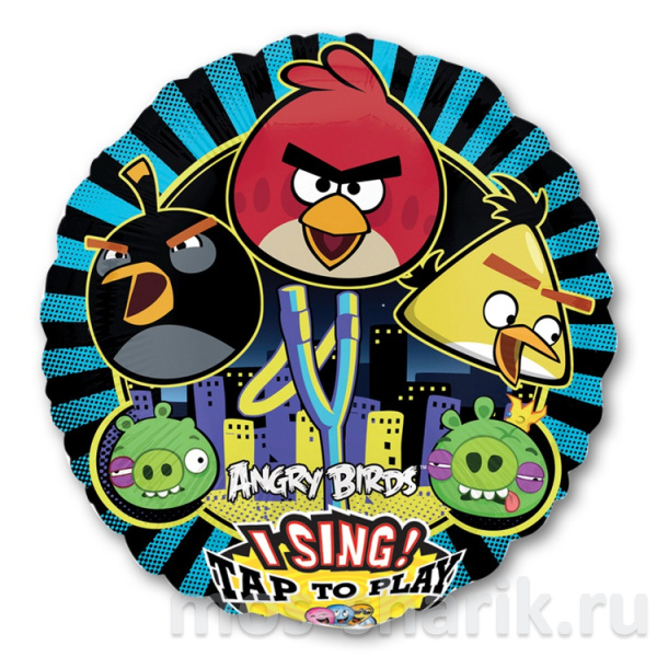Музыкальный фольгированный шар Angry Birds, 71 см