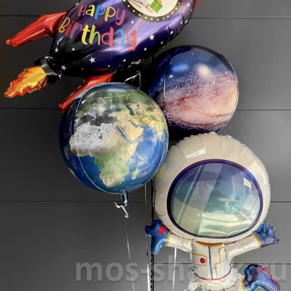 Фонтан из фольгированных шаров Космос