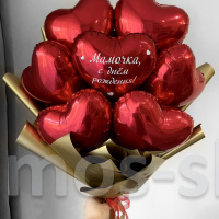 Букет из мини-шаров красных сердец Для мамы на день рождения