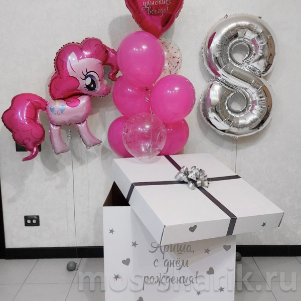 Коробка-сюрприз с розовыми шарами My little Pony