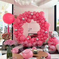 Оформление воздушными шарами Дуэт розовый и серебро