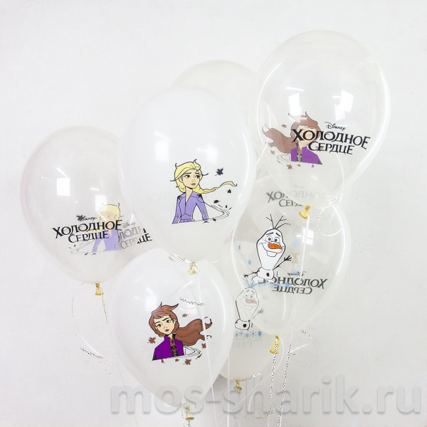 Прозрачные гелиевые шары в стиле Холодное сердце с Эльзой и Анной