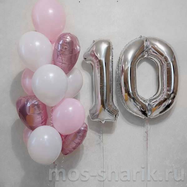 Воздушные шары на день рождения Нежность на 10 лет