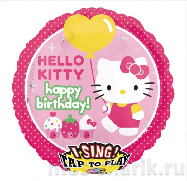Музыкальный фольгированный шар «Hello Kitty»