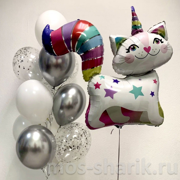 Композиция из воздушных шаров Волшебный котик