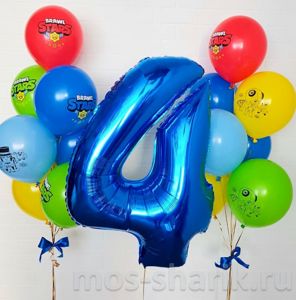 Латексные шарики «Brawl stars» с цифрой на день рождения
