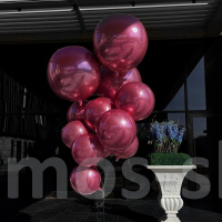 Фонтан из розовых фольгированных шаров – сфер