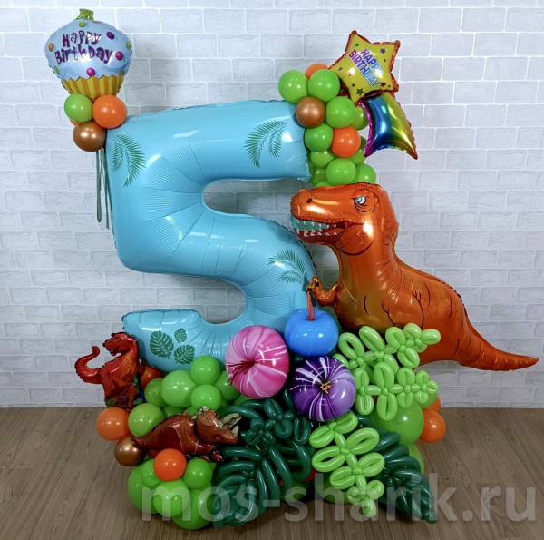 Композиция из шаров на день рождения «Динозавры»
