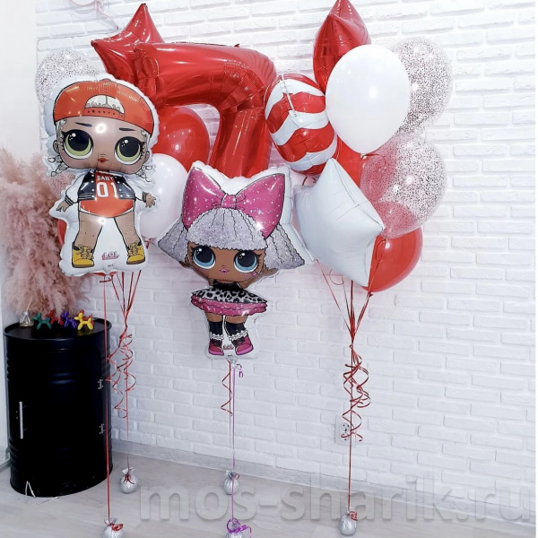 Оформление шарами праздника в стиле Куклы Лол на 7 лет