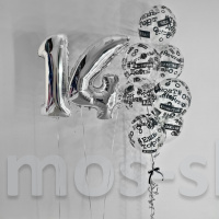 Воздушные шары с двумя серебристыми цифрами на день рождения