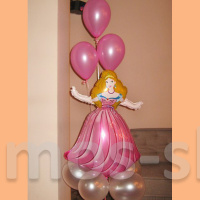 Фольгированный шар принцесса с тремя гелиевыми шарами