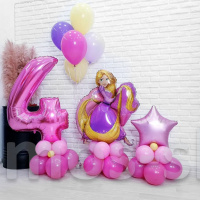 Композиция из воздушных шаров Принцесса Рапунцель на 4 года