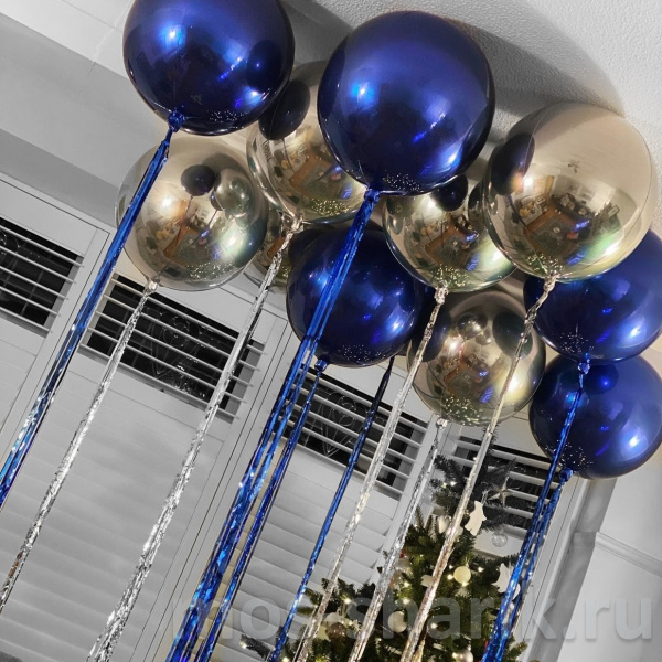 Сферические 3D фольгированные зеркальные шары под потолок с дождиком