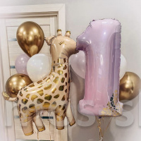 Композиция из шаров на День Рождения Жирафик