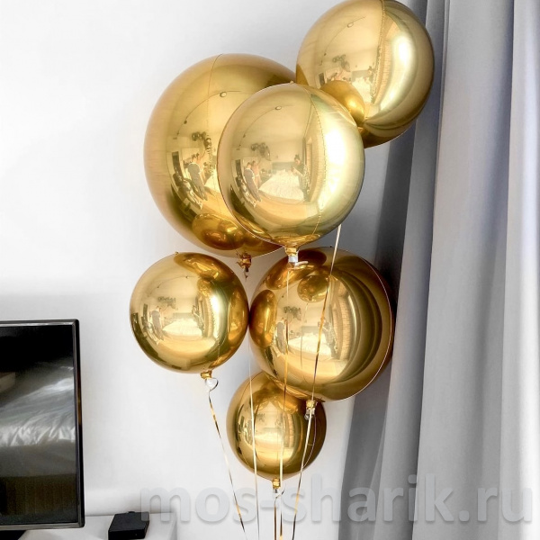 Фонтан из 6 золотых шаров 3D сфер